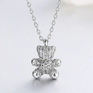 Sterling Silver Teddy Bear Pendant Necklace